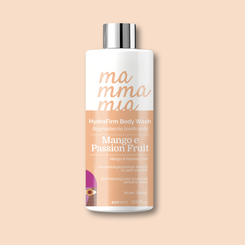 Hydrafirm Body Wash Mango e Passion Fruit: una detersione tropicale che dona energia e morbidezza alla pelle.